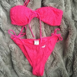 Hollister hot pink adjustable bikini top & bottom