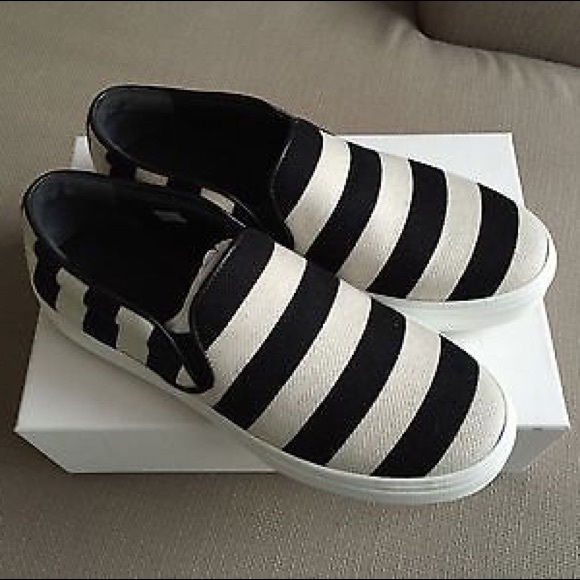CÉLINE Black/White Striped Textile Skates Size 39 - Picture 5 of 5
