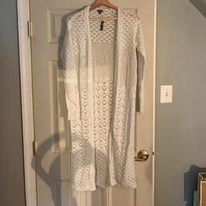 Brand new cream crochet long cardigan size small