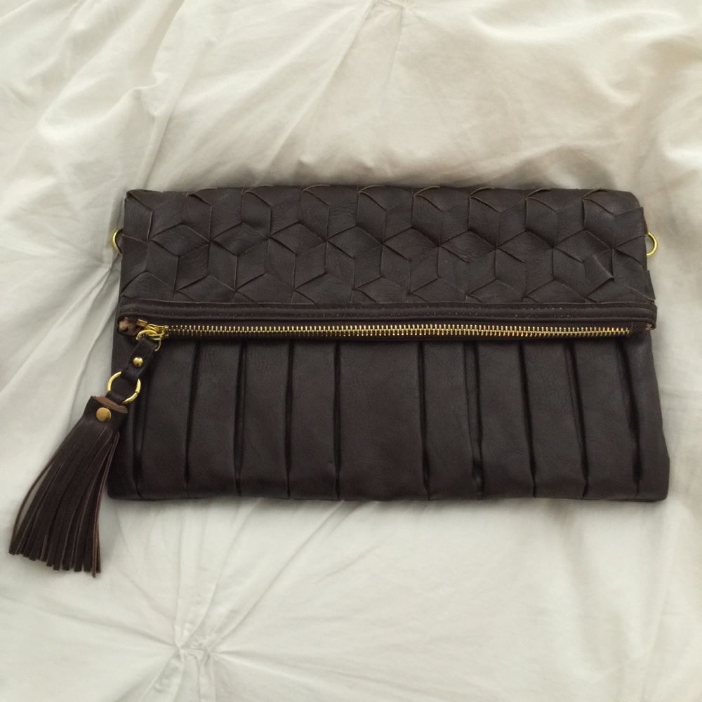 Faux leather clutch