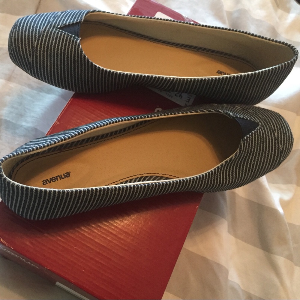 Navy and white striped shoes