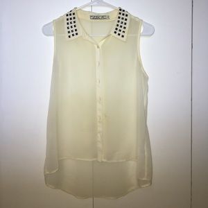 Collared Button-up Tank Top