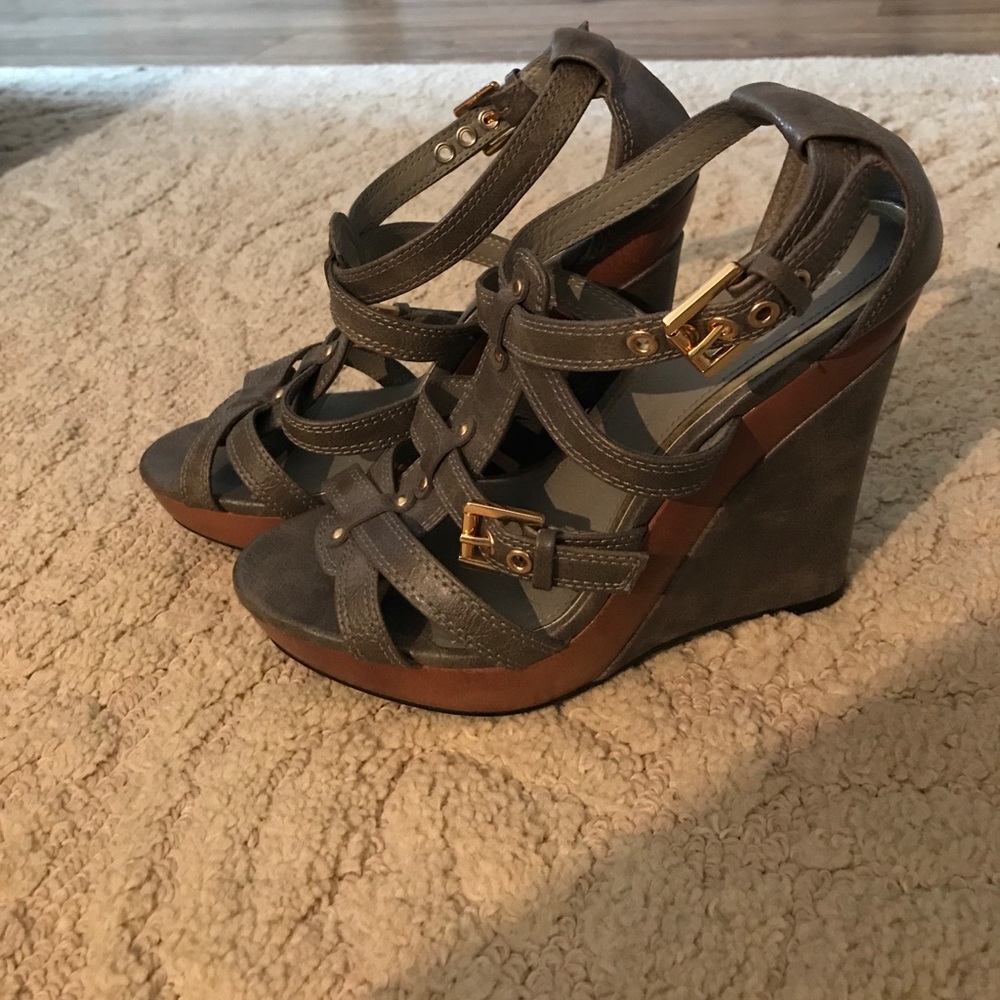 Grey and gold wedge heels size 7