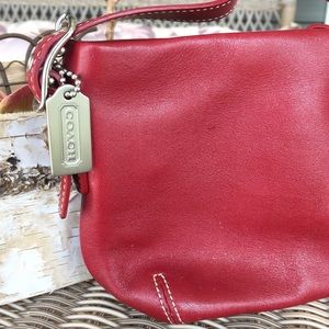 ❤️ Red Coach Mini Leather Handbag