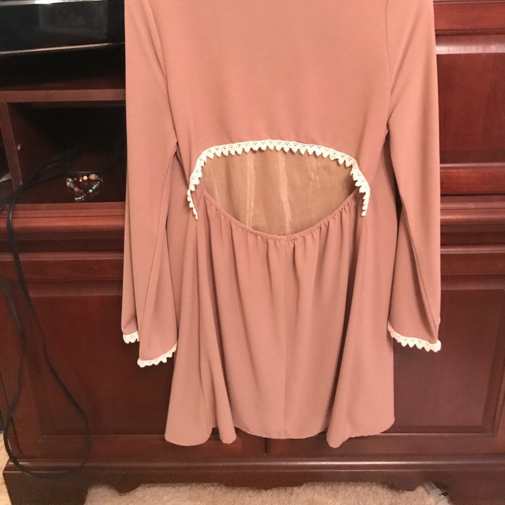 Tan with white trim dress