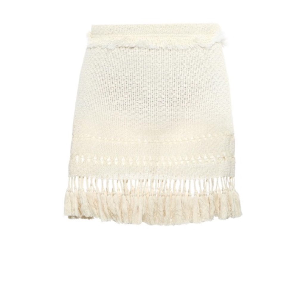 Isabel Marant Beige Tifen Fringed Skirt Size 36