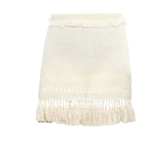 Isabel Marant Beige Tifen Fringed Skirt Size 36 - Picture 1 of 8