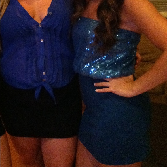 Blue Sequin Dress - Picture 2 of 4