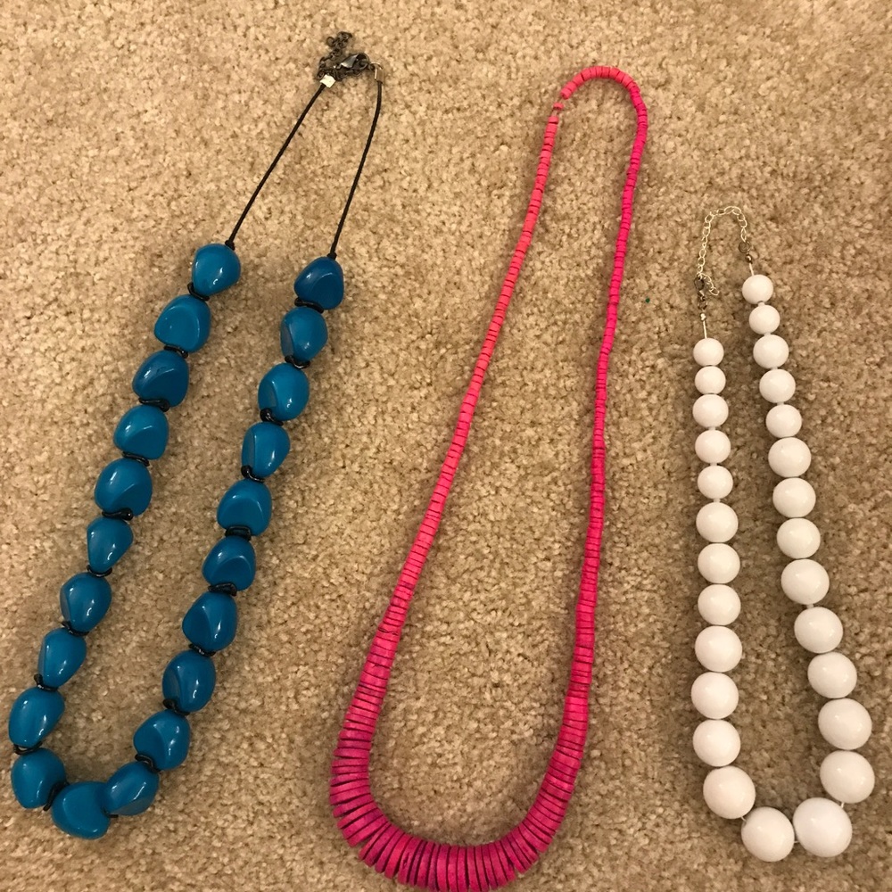 Group of long chunky necklaces