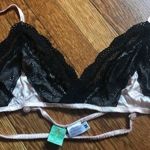Mary Green pink silk & black lace bra NWOT size M