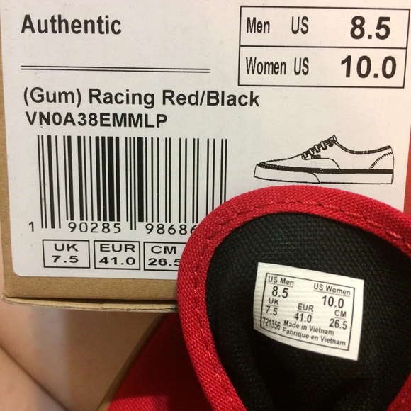 Lowest! New! Vans Authentic Gumsole Racing Red - Picture 4 of 6