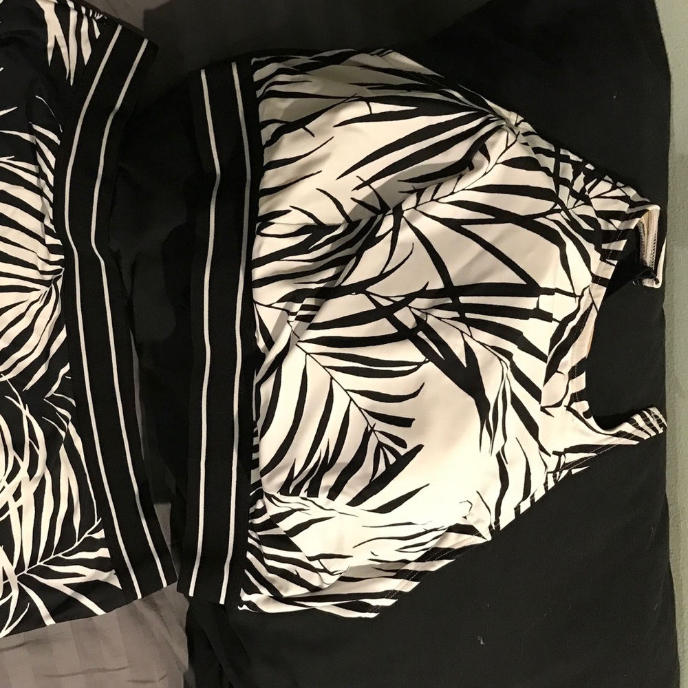 Lane Bryant Black and white halter swim top