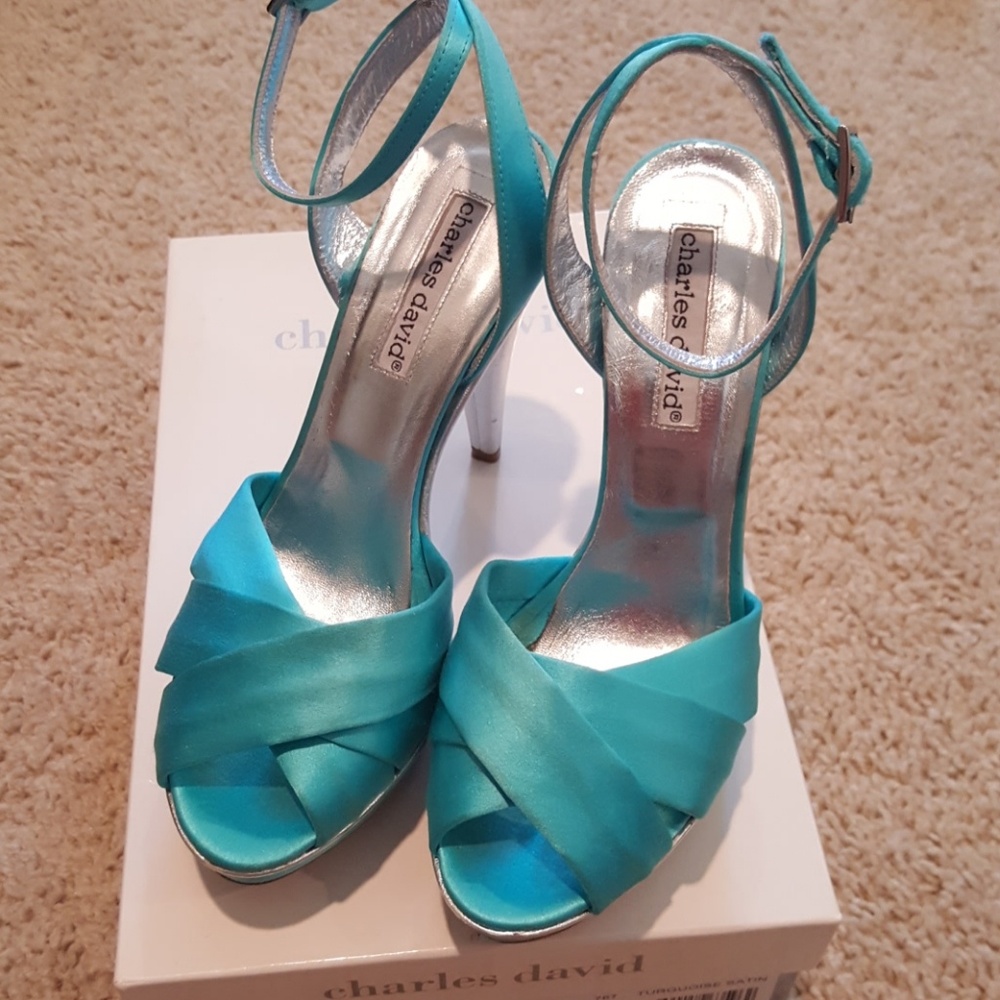 Charles David Turquoise Satin shoes