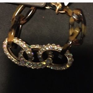 J.Crew tortoise shell links with crystals and gold bracelet.