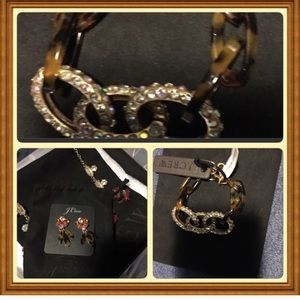 J.Crew tortoise shell links with crystals and gold bracelet.