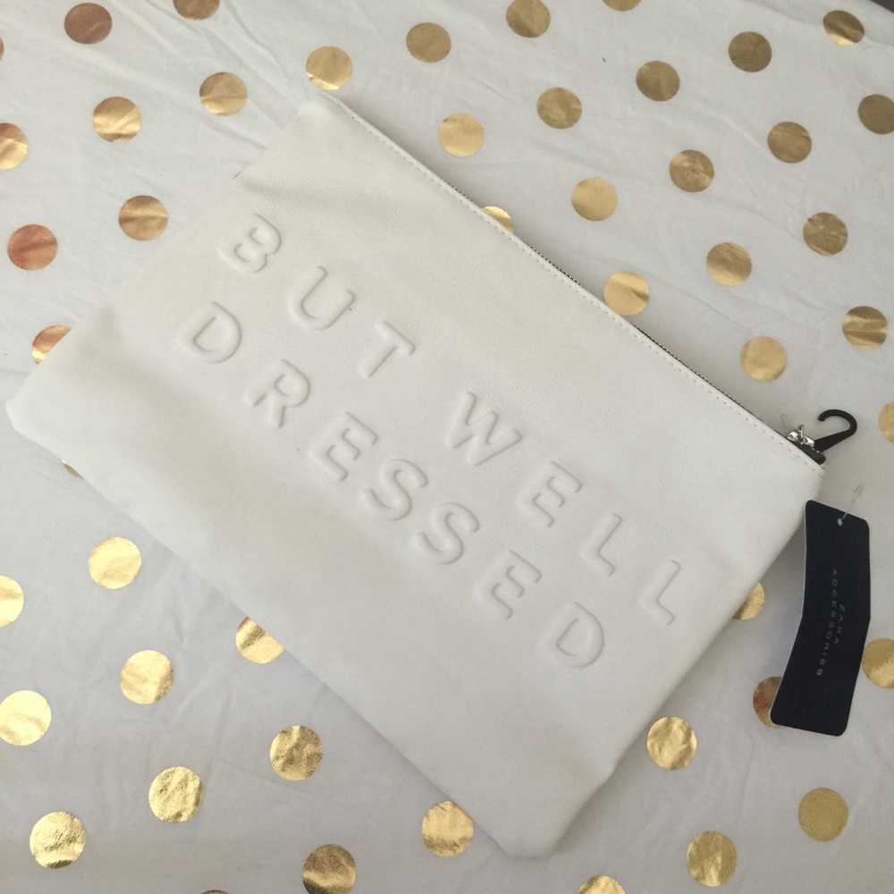 ❌sold Zara Stressed but Well Dressed clutch