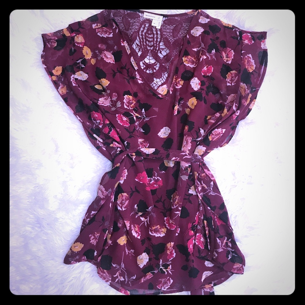 Anthropologie Meadow Rue tie-back floral top XS