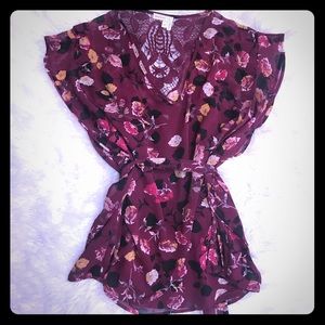 Anthropologie Meadow Rue tie-back floral top XS