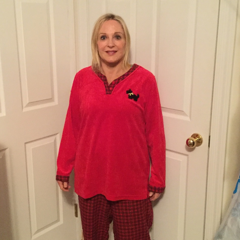 Two piece red fleece pajamas