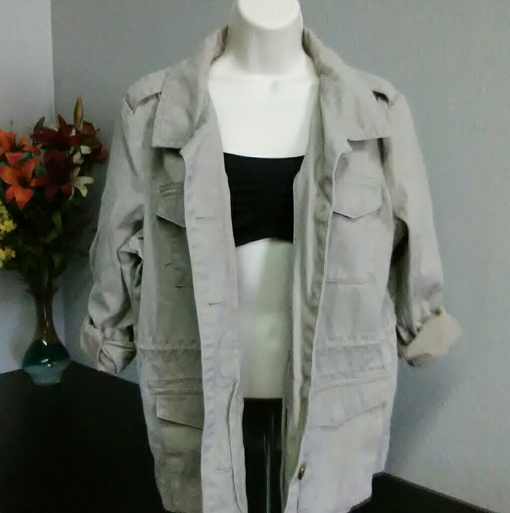 Khaki jacket.