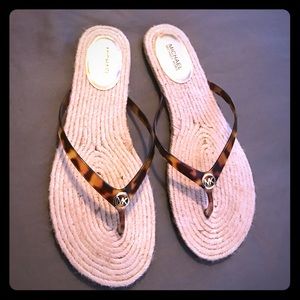 Michael Kors Tortoise Cork Flip Flops
