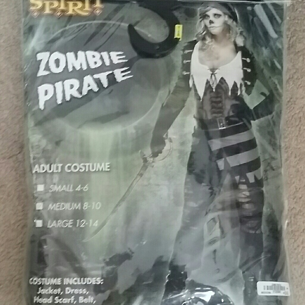 Adult female zombie pirate costume size med