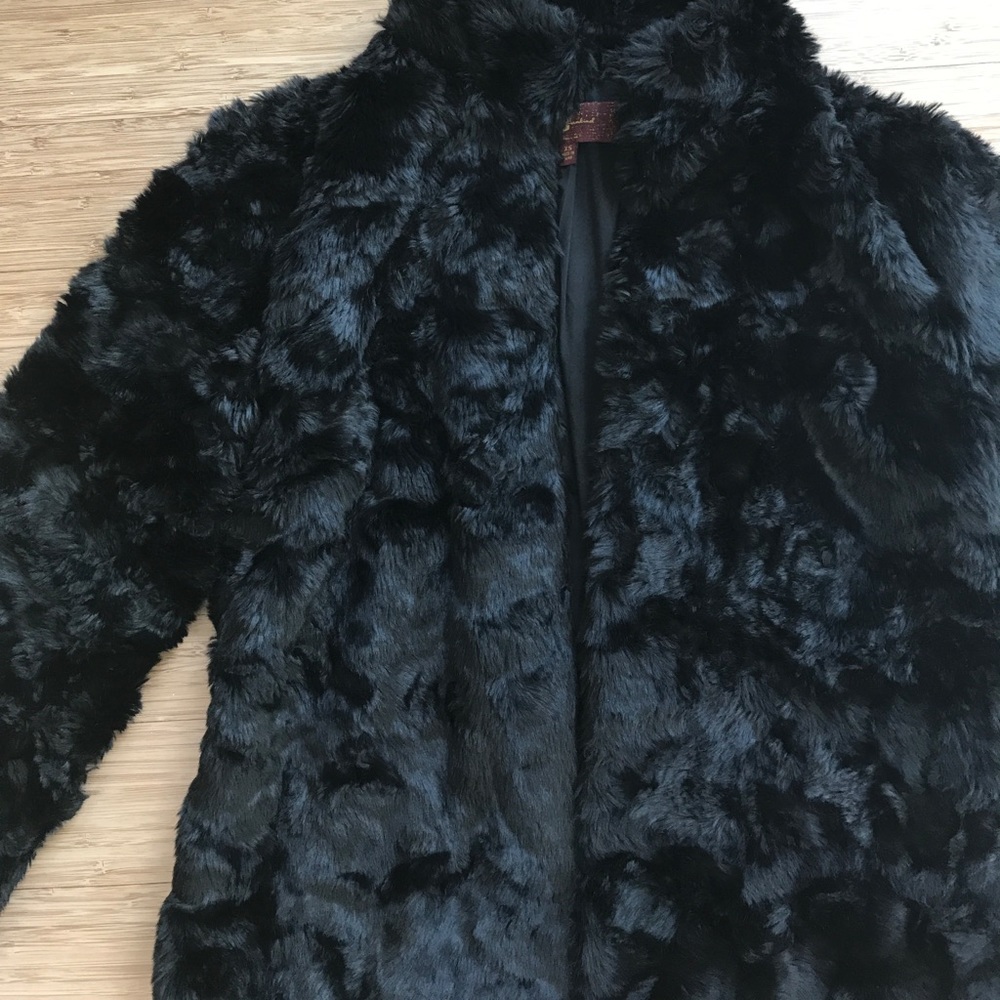7 For All Mankind Black Fur Coat in XS