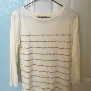 Women's Ellen Tracy 3/4 shirt with gold detail M