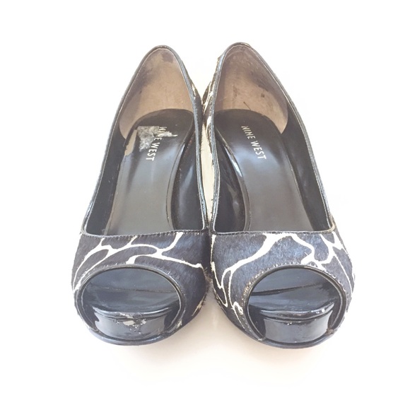 Nine West Cowhide Peep Toe Pumps - Picture 4 of 8