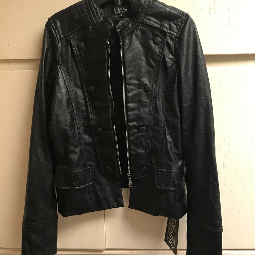 Sinful by affliction leather jacket small nwt