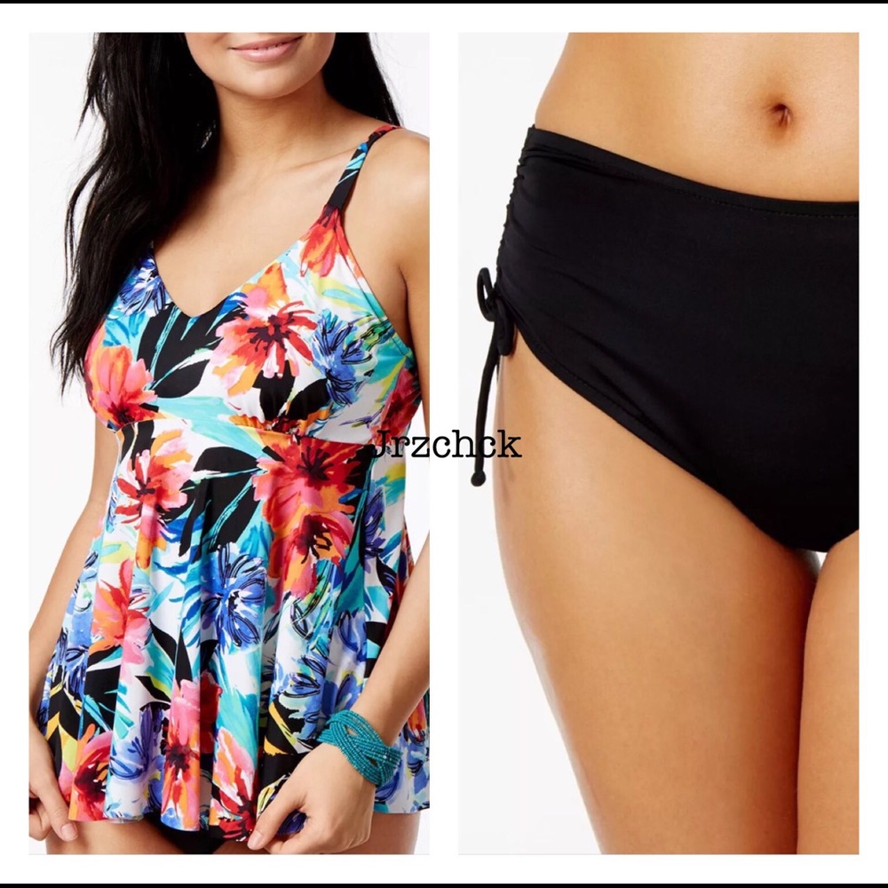 NWT 2 PC Cami Tankini Tummy Control Swim Suit Set