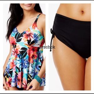 NWT 2 PC Cami Tankini Tummy Control Swim Suit Set