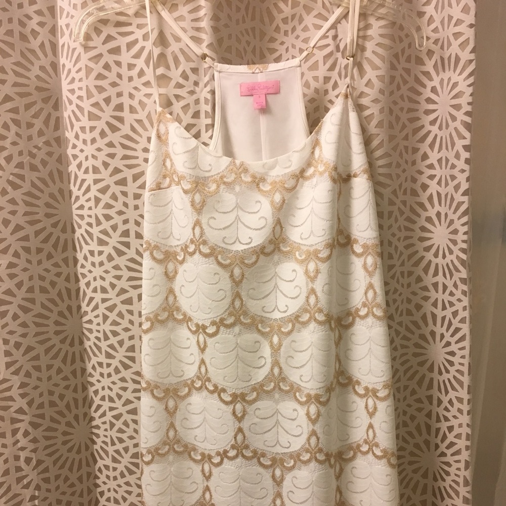 Lily Pulitzer gold and white lace dress