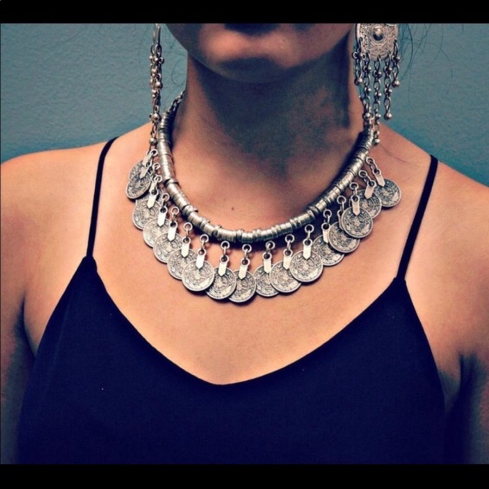 Coin silver metal necklace