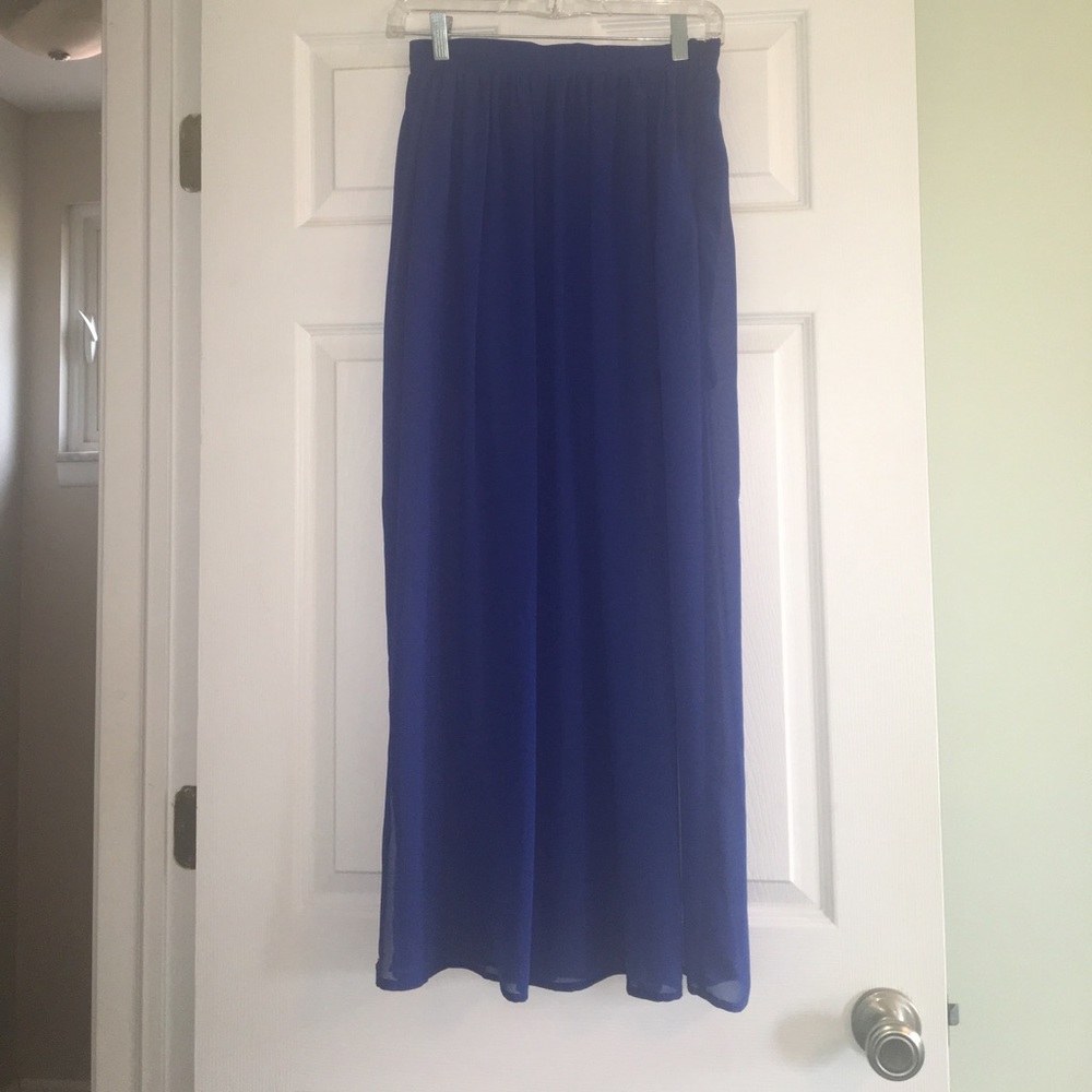 Full length blue skirt