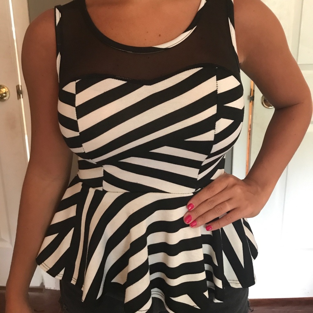 Black and white stripe Peplum top
