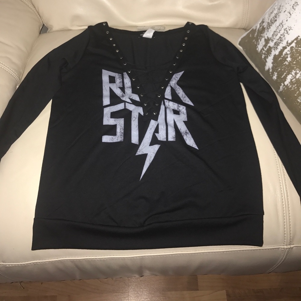 Rockstar deep V lace up top