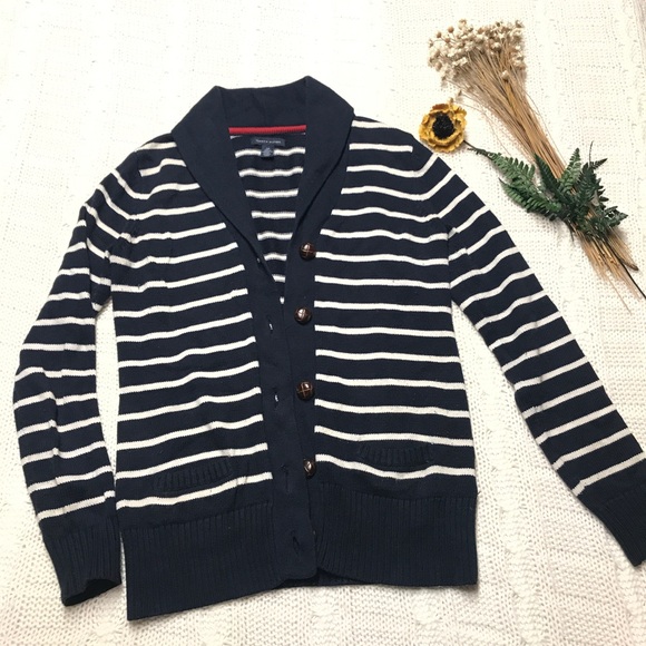 Tommy Hilfiger Sweaters - Tommy Navy Blue Stripe Cardigan