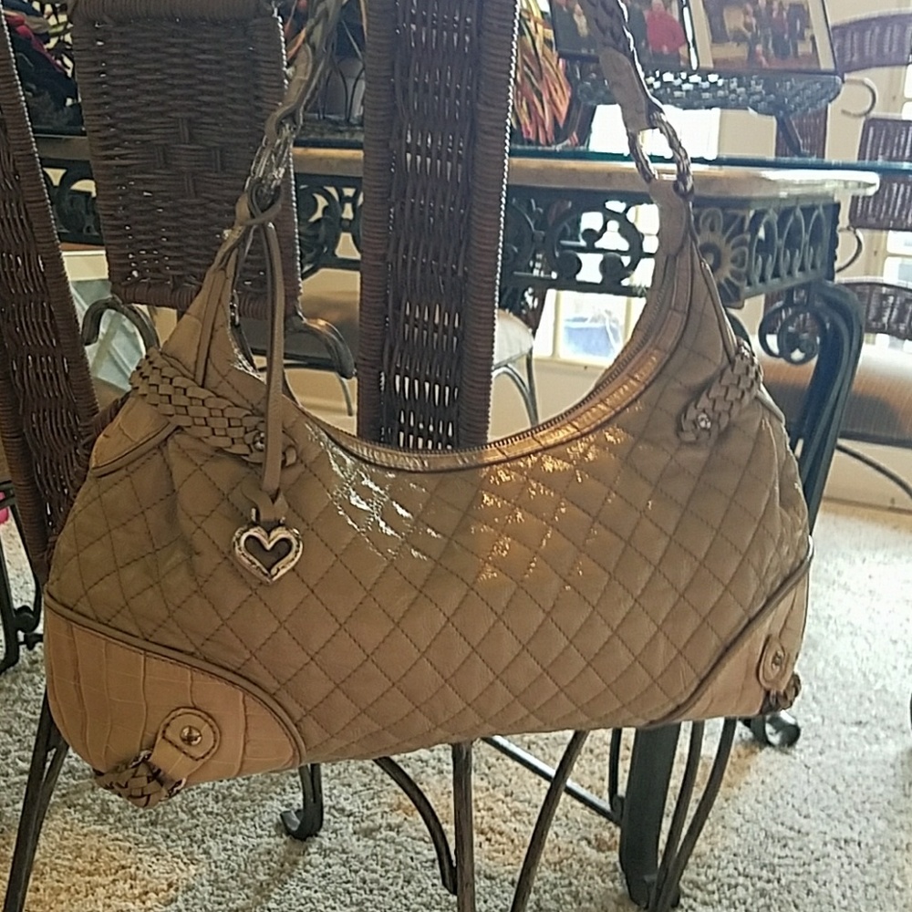 16" Long Quilted Patent Leather Brighton Shoulder Bag