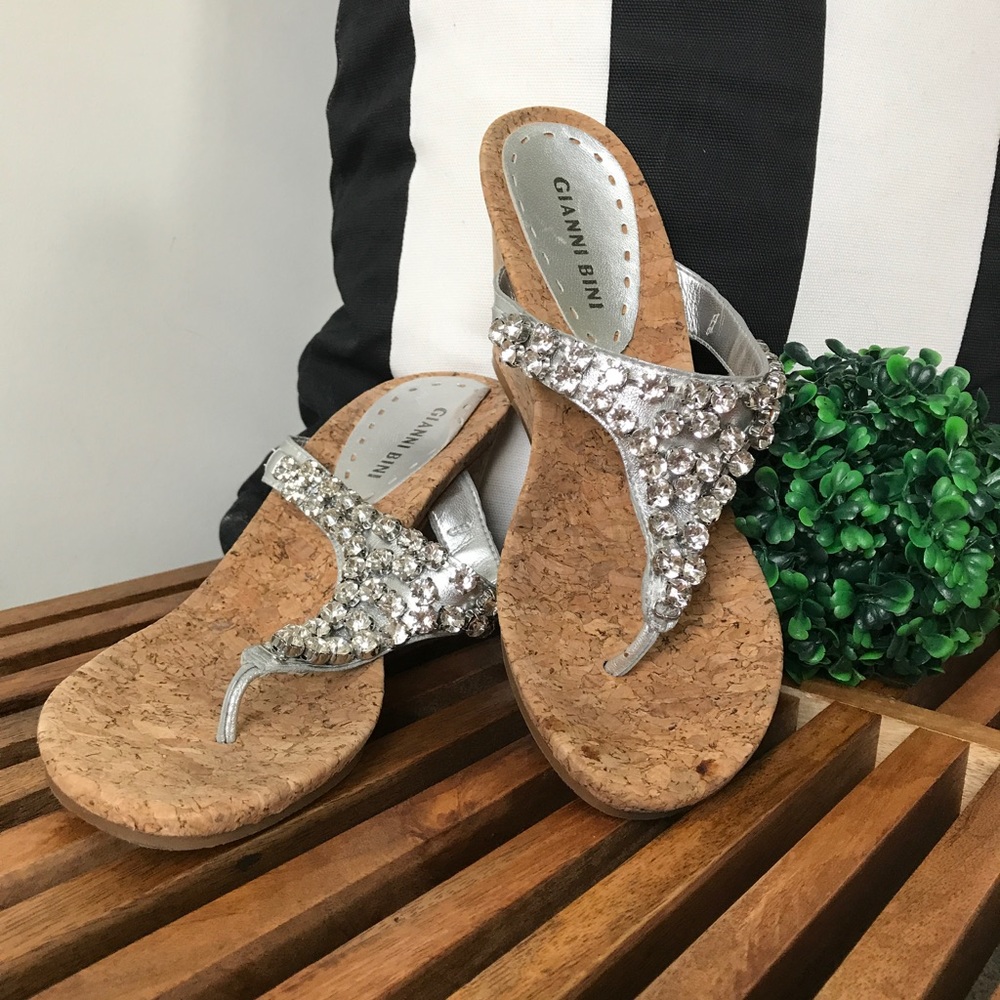 Cork Wedges w/ Rinestones