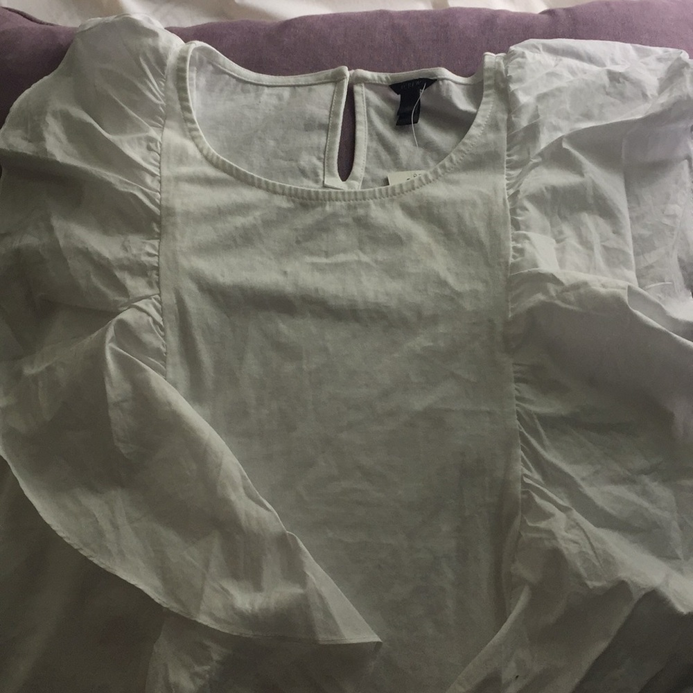 Jcrew white ruffle blouse