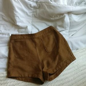 Suede high-waisted shorts