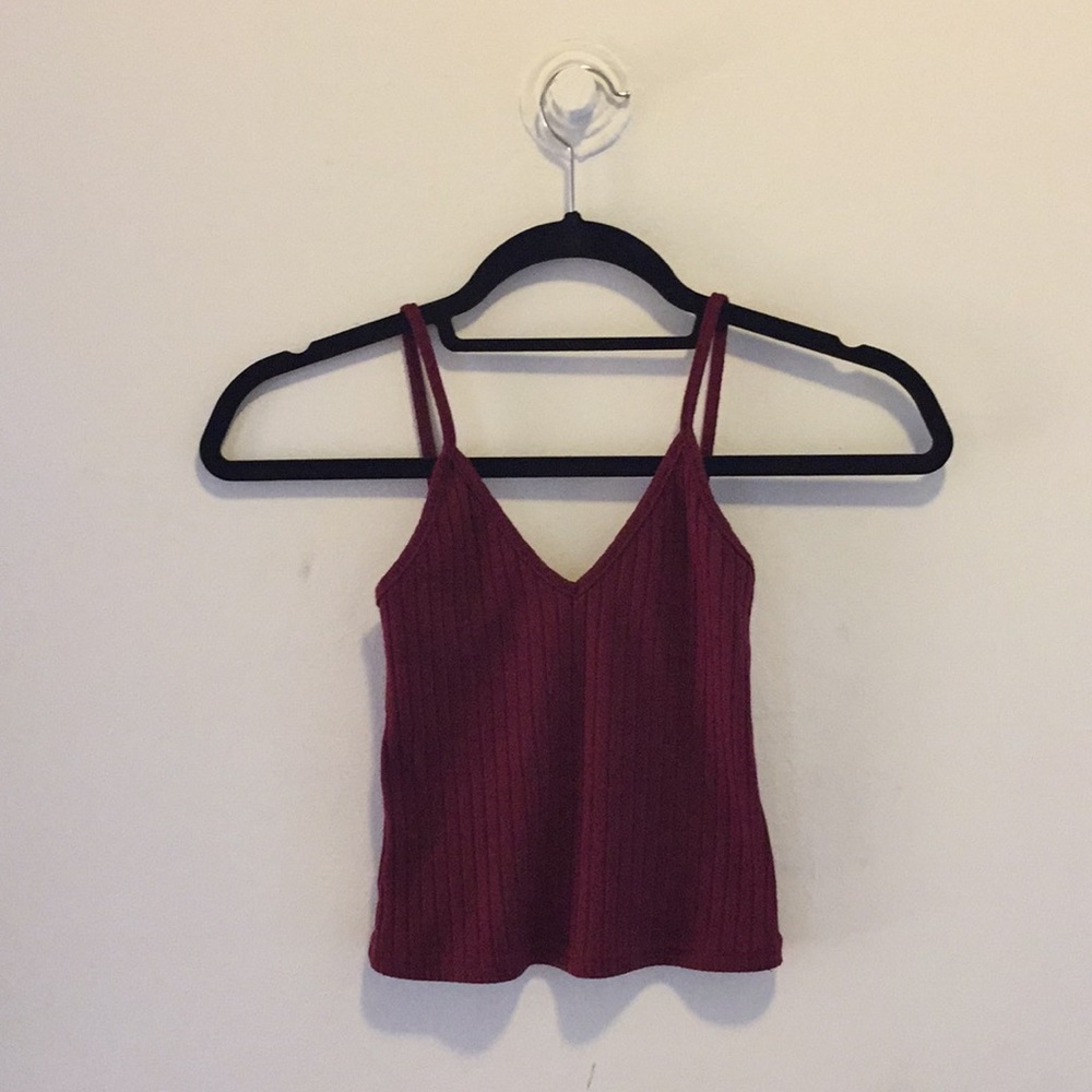 Crimson crop top tank and white halter top