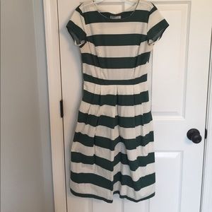 Olive and White Striped Dress