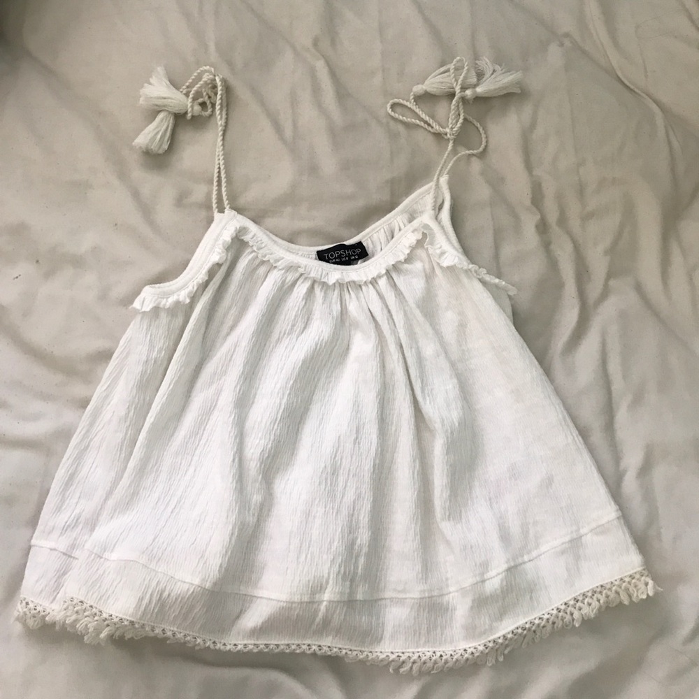 TOPSHOP White Flowy Tank Top
