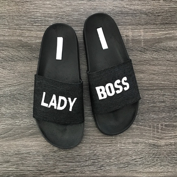 Black Denim Lady Boss Slides - Picture 4 of 4