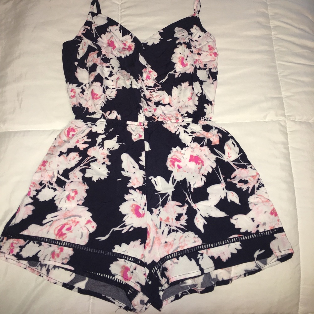 Navy Blue - Flower Romper