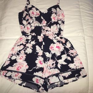 Navy Blue - Flower Romper