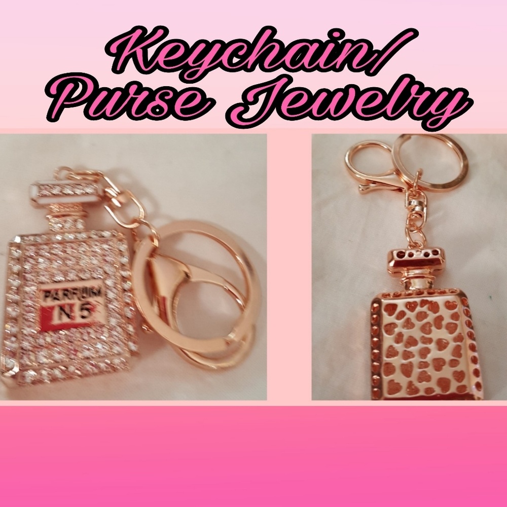 Parfum N5 Simulated Cologne Bottle with Clear Rhinestone Purse/Keychain New - Picture 2 of 5