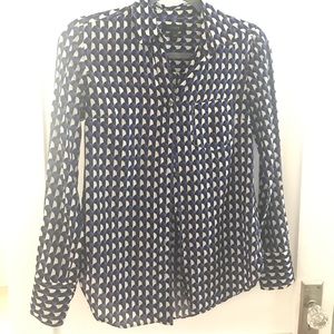 J. Crew cotton silk patterned blouse